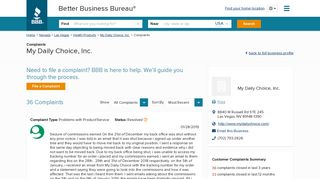 My Daily Choice, Inc. | Complaints | Better Business Bureau® Profile