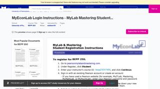 MyEconLab Login Instructions - MyLab Mastering Student Registration ...