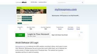 Myhrexpress.com website. Ahold Delhaize US Login.