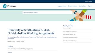 University of South Africa: MyLab IT/MyLabsPlus Working Assignments