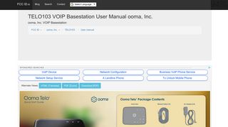 TELO103 VOIP Basestation User Manual ooma, Inc. - FCC ID