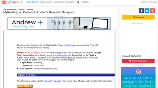 MyReadingLab Pearson Education's Research Navigator - studylib.net
