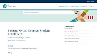Pegasus MyLab Courses: Student Enrollment - Pearson Support