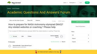 How to prepare for NASA Astronomy olympiad (NAO)? Any related ...