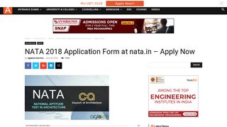 NATA 2018 Application Form at nata.in - Apply Now | AglaSem ...