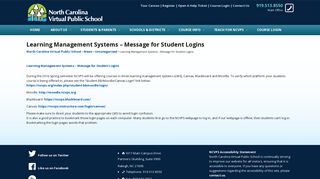 Learning Management Systems – Message for Student Logins ...