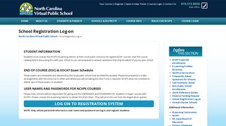School Registration Log-on – North Carolina Virtual Public School