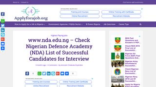 www.nda.edu.ng - Check Nigerian Defence Academy (NDA) List of ...