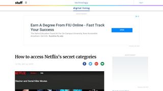 How to access Netflix's secret categories | Stuff.co.nz