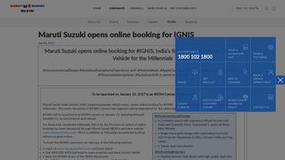 Maruti Suzuki opens online booking for IGNIS