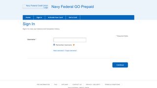 Navy Federal GO Prepaid - Sign In - visaprepaidprocessing.com