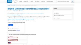 NHSmail Self Service Password Reset/Account Unlock - NECS ...
