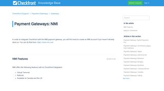 Payment Gateways: NMI – Checkfront Support