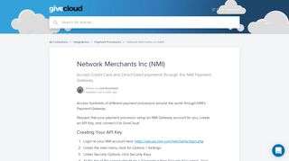 Network Merchants Inc (NMI) | Give Cloud Help Center