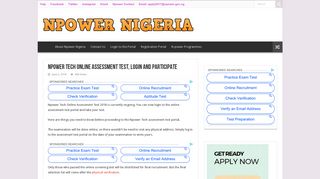 Npower Tech Online Assessment Test, Login and Participate - Npower