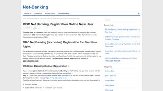 OBC Net Banking Registration Online New User