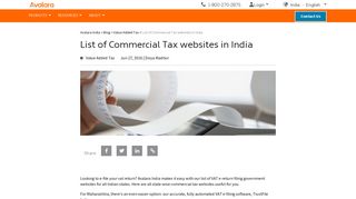 List of Commercial Tax websites in India - Avalara
