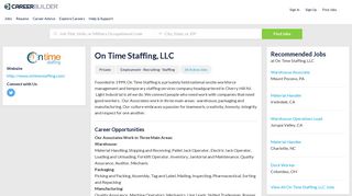 Work at On Time Staffing, LLC | CareerBuilder