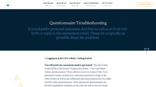 Questionnaire Troubleshooting - CMA