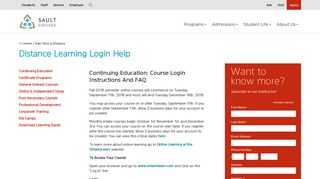 Sault College Continuing Education Login and FAQ