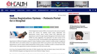 Online Registration System – Patients Portal for e-Hospital