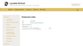 Featured Links - OurSCHOOL - Lyndale School
