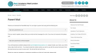 Parent Mail - Park Academy - Park Academy West London