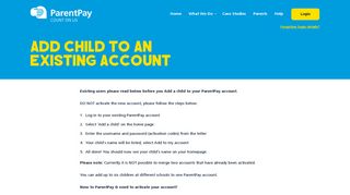 Add child to an existing account - ParentPay