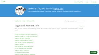 Login and Account Info – Help Center - PayPerks