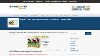 Garnier Color Naturals Cream offer: free Paytm cash of Rs50