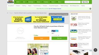 Free Rs. 50 PayTm Cash on purchase of Garnier Color Naturals Cream