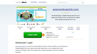 Pearsonbugclub.com website. ActiveLearn: Login.