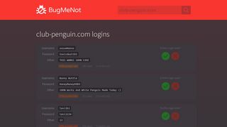 club-penguin.com passwords - BugMeNot