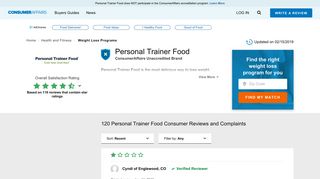 Top 120 Reviews and Complaints about Personal Trainer Food