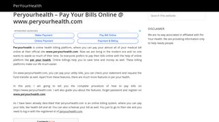 Peryourhealth - Pay Your Bills Online @ www.peryourhealth.com