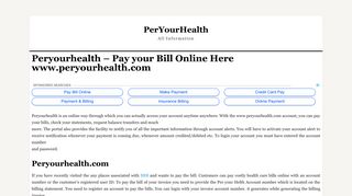 Peryourhealth - Pay your Bill Online Here www.peryourhealth.com ...