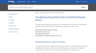 Troubleshooting Online Store and PhotoStamps Errors - Stamps.com