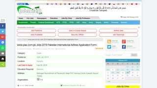 www.piac.com.pk Jobs 2019 Pakistan International Airlines ...