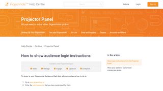 How to show audience login instructions - Help Centre - Pigeonhole ...