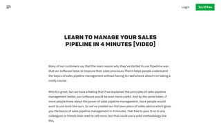 Learn to Manage Your Sales Pipeline in 4 Minutes [Video] | Pipedrive