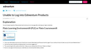 Unable to Log into Edmentum Products - Edmentum Support