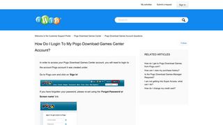 How do I login to my Pogo Download Games Center account ...