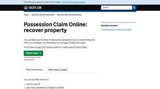 Possession Claim Online: recover property - GOV.UK