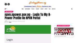 npvn.npower.gov.ng - Login To My N-Power Profile On NPVN Portal ...