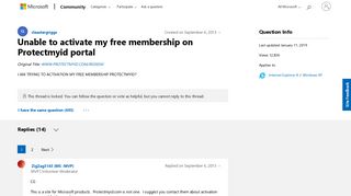 Unable to activate my free membership on Protectmyid portal ...