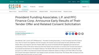 Provident Funding Associates, L.P. and PFG Finance Corp. Announce ...