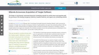QGenda Announces Acquisition of Tangier Software | Business Wire