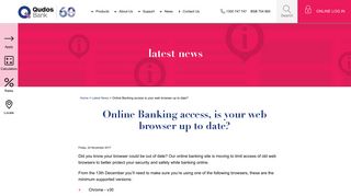 Online Banking access, is your web browser up to date? - Qudos Bank