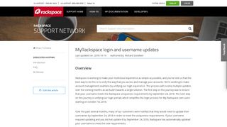 MyRackspace login and username updates - Rackspace Support