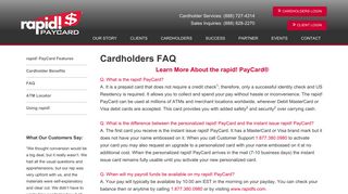 Cardholders FAQ - rapid! PayCard